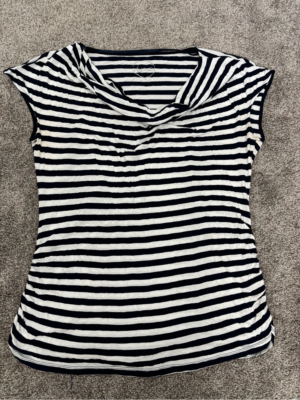 INC International Concepts Navy & White Striped Cap Sleeve Top